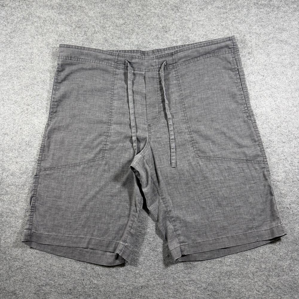 prAna Shorts Mens L Gray Hemp Relaxed Fit Flat Front Lightweight Breathable